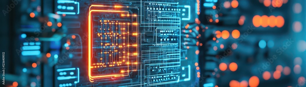 Poster Intricate Circuit Board Design with Luminous Pathways Illuminating Technology and Innovation in a Modern Electronic Environment