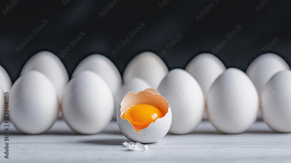 Aufkleber A Fragile Egg with a Cracked Nestled on a Soft Surface Symbolizing New Beginnings and Vulnerability in Nature's Cycle of Life and Growth