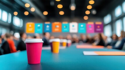 A Cozy Conference Room Featuring a Warm Cup of Coffee on a Wooden Table Surrounded by Modern Decor Creating an Inviting and Productive Atmosphere