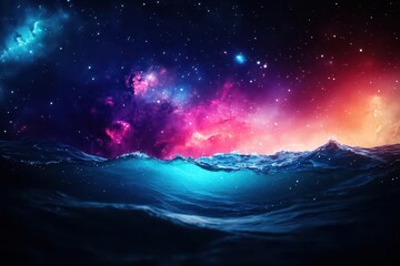Fototapeta premium Vibrant Cosmic Galaxy Filled with Dazzling Stars and Luminous Water Creating a Dreamlike Ethereal Scene of Celestial Beauty and Tranquility