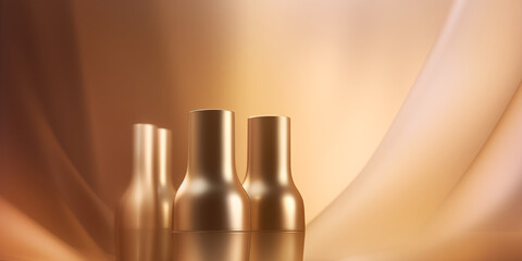 Naklejka premium Elegant golden bottles with soft lighting effect.
