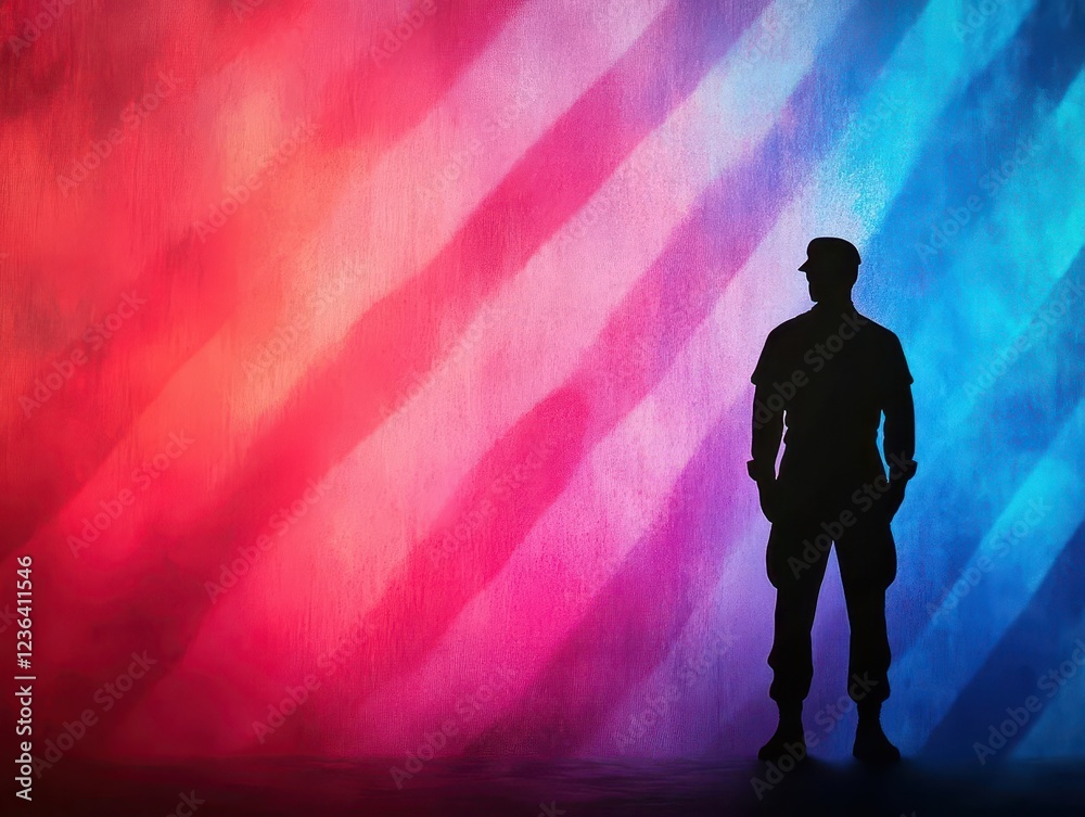 Aufkleber man posing confidently in front of a vibrant colorful wall expressing urban style and artistic vibe 