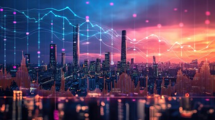 china Flag GDP city graph economic realistic 