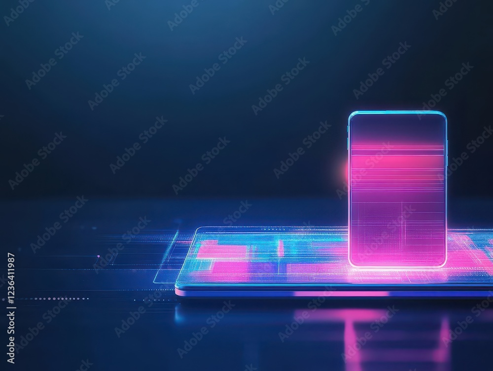 Aufkleber a glowing smartphone displaying vibrant colors in a dark environment showcasing modern technology an