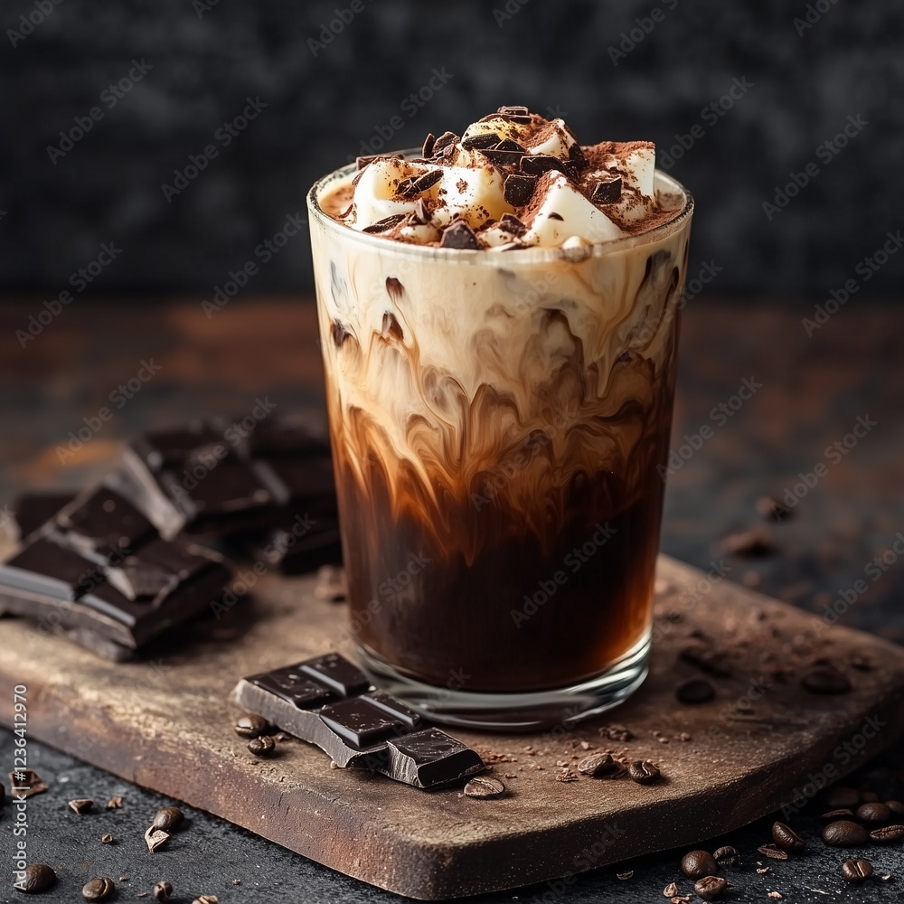 Poster Iced Coffee with Whipped Cream and Chocolate Shavings  