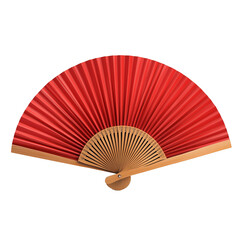 Elegant Red Folding Fan with Wooden Ribs