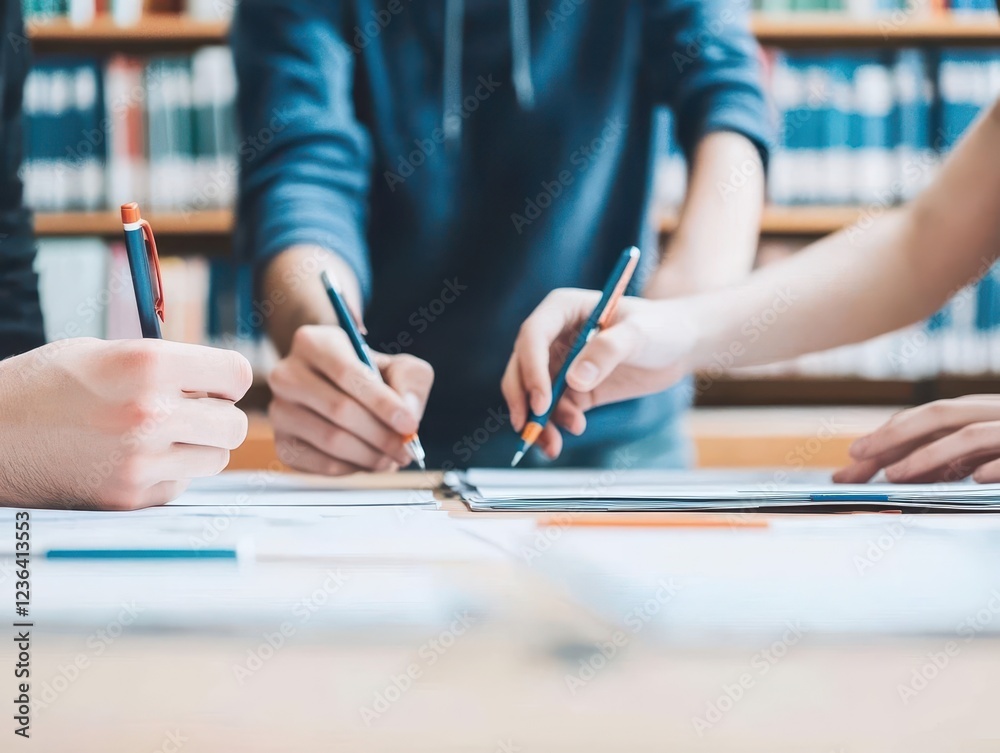 Poster Two Individuals Engaged in Discussion at a Table Surrounded by Books and Papers Creating an Atmosphere of Learning and Intellectual Exchange