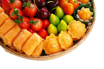 Thai Sweets Dessert on Bamboo Basket Gift Set Corner.