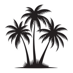 Fototapeta premium Coconut Tree silhouette with a curved trunk and detailed fruits - Coconut Tree silhouette - Coconut Tree vector - Coconut Tree illustration - Coconut silhouette - Coconut vector 