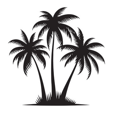 black palm trees on white background clip art preview
