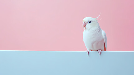 Cute parrot on a pink background