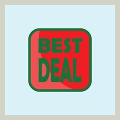Promotional Icon for Best Deals with Bold Red and Green Text Design on a White Background