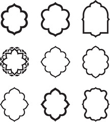 Fototapeta premium Islamic Geometric Frame Set - Ornamental Arabic Border Designs vector