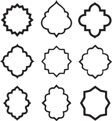 Islamic Geometric Frame Set - Ornamental Arabic Border Designs vector