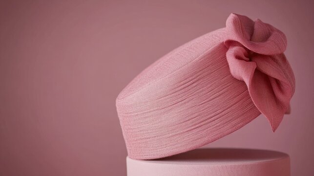 A structured pillbox hat with a vintage aesthetic on a classic backdrop.
