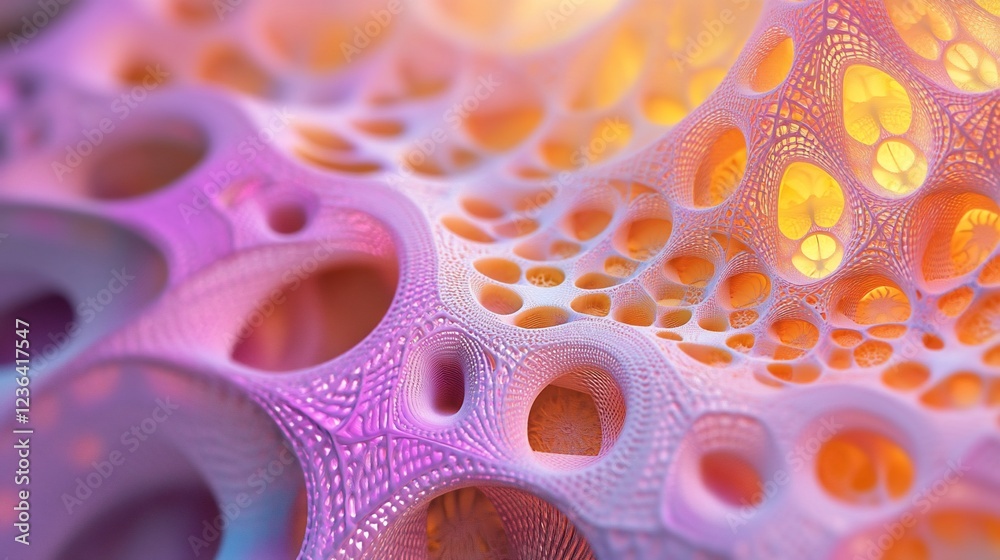 Fototapete abstract porous organic structure with intricate details and gradient color