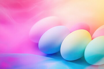 Colorful easter eggs with glitter on vibrant gradient background
