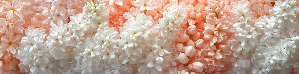 Obraz premium Spring Blooms Background Delicate Pastel Pink And White Flowers In Macro Photography