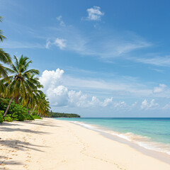 Fototapeta premium Stunning Tropical Beach with Palm Trees and Turquoise Water