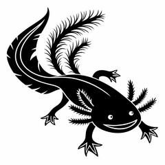 Axolotl vector silhouette black design white background