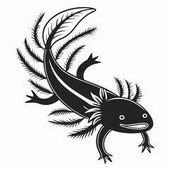 Axolotl vector silhouette black design white background