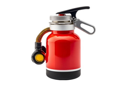 Red Metal Water Bottle with Clip, Transparent Background Design