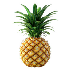 Fototapeta premium Ripe tropical pineapple standing upright with green foliage, perfect for healthy eating promotion or packaging design, isolated on a transparent