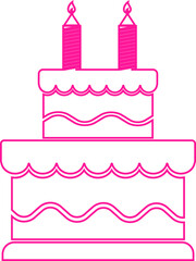 Cakes flat or line icon . Vector of different types of beautiful modern cakes such as chocolate cake, Napoleon cake, tiramisu , eclair and cheesecake. Isolated on transparent background.