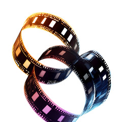 PNG Intertwined Film Reels Against Transparent Background for Cinema, Film, or Entertainment Design Projects
