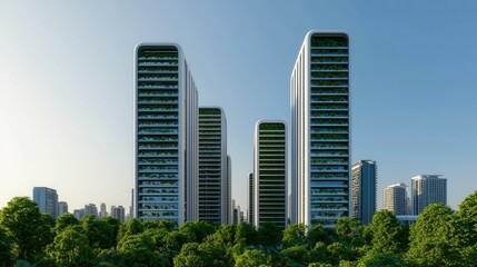 Fototapeta premium Modern Urban Architecture with Green Spaces and Skyscrapers