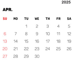 April 2025 vector design