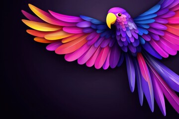 Fototapeta premium Vibrant parrot display abstract art colorful composition dark background digital artwork nature inspiration