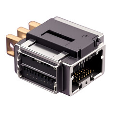 Industrial HDMI Female Socket Port Connector Close-up Black Metal Technology