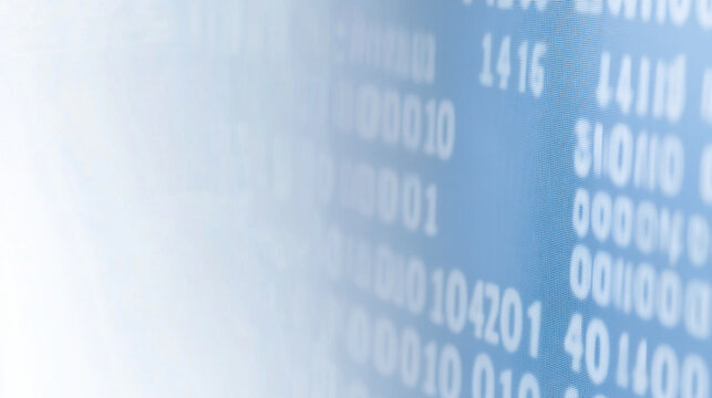 Abstract digital background with binary code in blue tones, symbolizing data, technology, and information systems