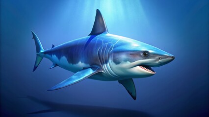 Fototapeta premium Side View of a Great White Shark Marine Predator in 3D Rendering