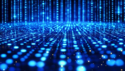 Abstract Technology Background, Flowing Data Stream, Digital Matrix Code, Big Data Analysis