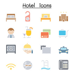 Hotel icon set in thin line style