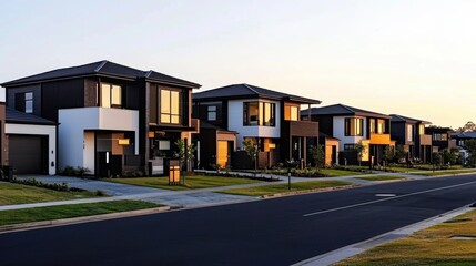 Obraz premium Newly built contemporary homes in a Melbourne suburb.
