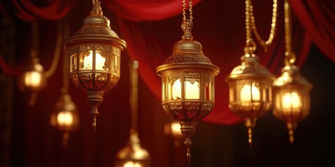 Fototapeta premium Luxurious chandeliers hanging in a grand room
