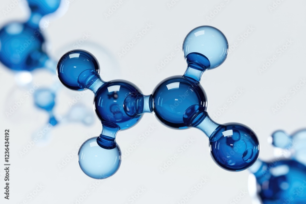 Aufkleber A 3D rendering of a molecule, showing its interconnected atoms in a detailed and visually appealing manner.