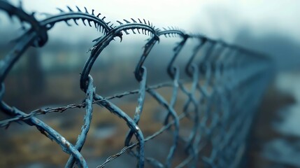 A fence with barbed wire on it
