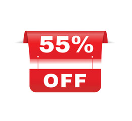 55 percent off - Banner label vector design announcement template. flat symbol.