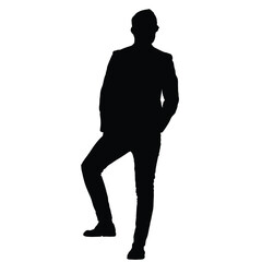 Silhouette of a person standing in a casual pose, hands in pockets.