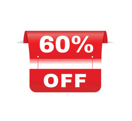 60 percent off - Banner label vector design announcement template. flat symbol.