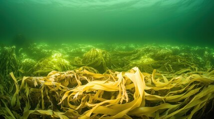 Underwater View of Kelp Forest in Beautiful Ocean Environment