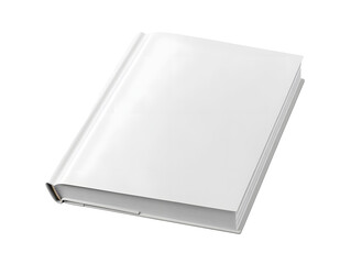 Blank white hardcover book on a white background. PNG transparent.