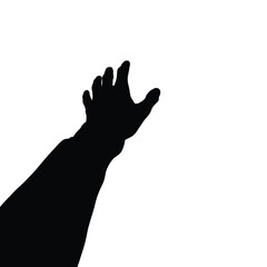 Reaching hand silhouette, isolated on white.  A simple, powerful graphic.