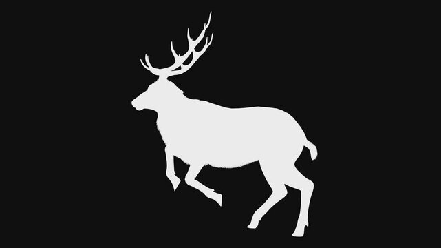 Stag or deer on green screen seamless looped animation. 3d rendering with alpha channel.
