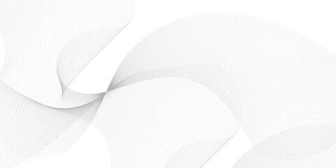 Abstract wavy white and grey curved lines on transparent background. Frequency sound wave lines and technology background, Design for brochure, flyer, banner, template, business wave lines background.