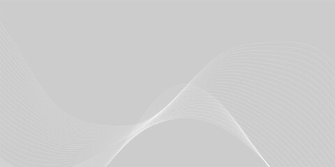 Abstract Gray wavy business and banner curve line background. Digital future technology concept. Line art striped graphic template, banner background. Vector illustration.